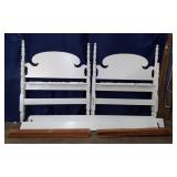 Two Wood Twin Beds Painted White