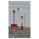 Spade, Snow Shovel, Rake, and Mop Handle