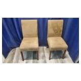 Two Brown Suede Upholstery Chairs