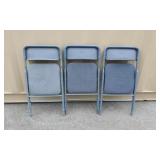 3 Blue Folding Chairs