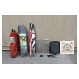 2 Outdoor Chairs, 2 Umbrellas & Misc