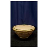 Ceramic Banded Bowl and Enamel Pot Lid