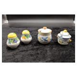 Vintage Hand painted, S & P, Sugar jars.