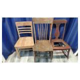 2 Oak Chairs & 1 Rocker.