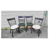 Four Wood Chairs Painted Blue