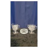 English Hobnail Cream & Sugar Bowl &