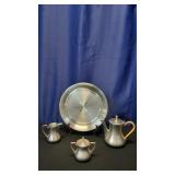 4pc Selangor Pewter Malaysian Tea Set
