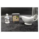 Ceramic Pitcher, Boy Figurine, and Geese