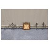 Two Metal Candle Holders and Two Metal Wall Decor
