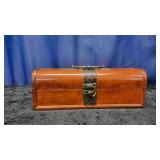 Small Wood Chest With Metal Handle & Lock.