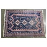 Navy on Pink Ornate Geometric Rug