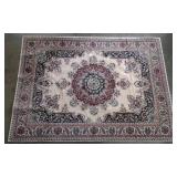 Red and Navy on Cream Woven Rug 11