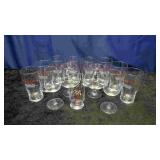 11 Various Pint Glasses and 2 Wine glasses