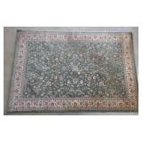 117Cream on Green Floral Rug 9