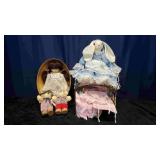 Doll House Bed & Fur Skins Teddy Bears