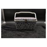 Plastic Sewing Basket with Black/White