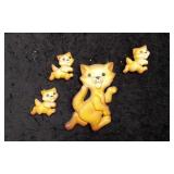 Four Cat Ceramic Wall Decor