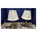2 Brass Table Lamps With Shades.