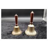2 Brass & Wood Hand Bells