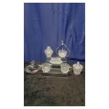 Various Glass Creamer, Sugar and Butter Dishes