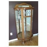Bowfront Oak & Glass Curio Cabinet