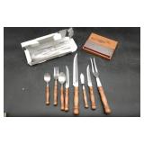Flatware Lot With Wooden Handles.