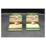 Roseville Pottery Bookends. W/ Floral Design.