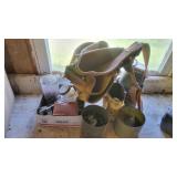 Leather Tool Caddy & Selection of Nuts & Bolts