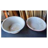2 Enamel Wash Pans