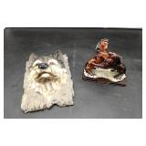 Horse Statue & Wolfe Head Hanging Decor