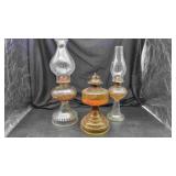 3 Oil Lanterns With Globes