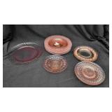 11 Pink Depression Glassware items.