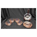 4 Pink Madrid Cups With Saucers.