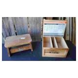 Wooden Stool & Wooden Steel Box