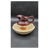 McCouy Brown & Whtie Pitcher W/Bowl.