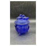 Cobalt Blue Lidded Candy Dish W/Doves On Lid.