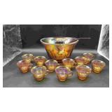 Harvest Carnival Punch Bowl W/ 11 Cups.