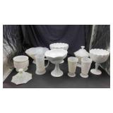 Various Milk Glass Items.