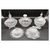 5 Clear Lidded Candy Dishes