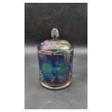 Blue Indiana Carnival Glass Candy Dish W/ lid.