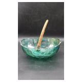 Blue Indiana Carnival Glass Handled Basket.