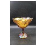 Indiana Harvest Gold Carnival Glass Compote.