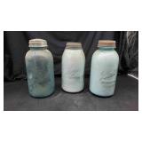 3 Blue Ball Half Gallon Jars W/Lids