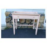 One Drawer Wood Desk Painted Pink.
