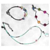Emily Ray Sterling beaded Necklace & Bracelet & Mi