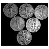 6 Walking Liberty Half Dollar