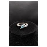 Sterling Silver Pear Baguet  Dangle Earrings & Aqu