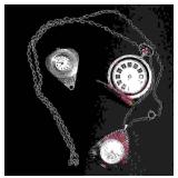 3 Pendant Watches and one chain
