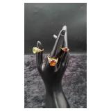 3 10k Gold Rings, with Various stones