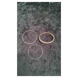 2 Bangle and 1 Hinged Sterling silver bracelets